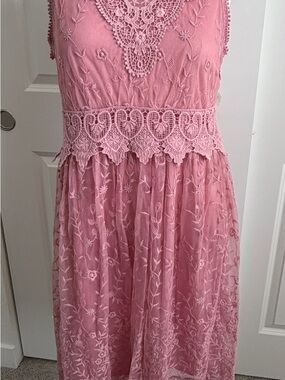 Sundance Pink Lace Dress Size 10 Cottagecore Coquette Romantic